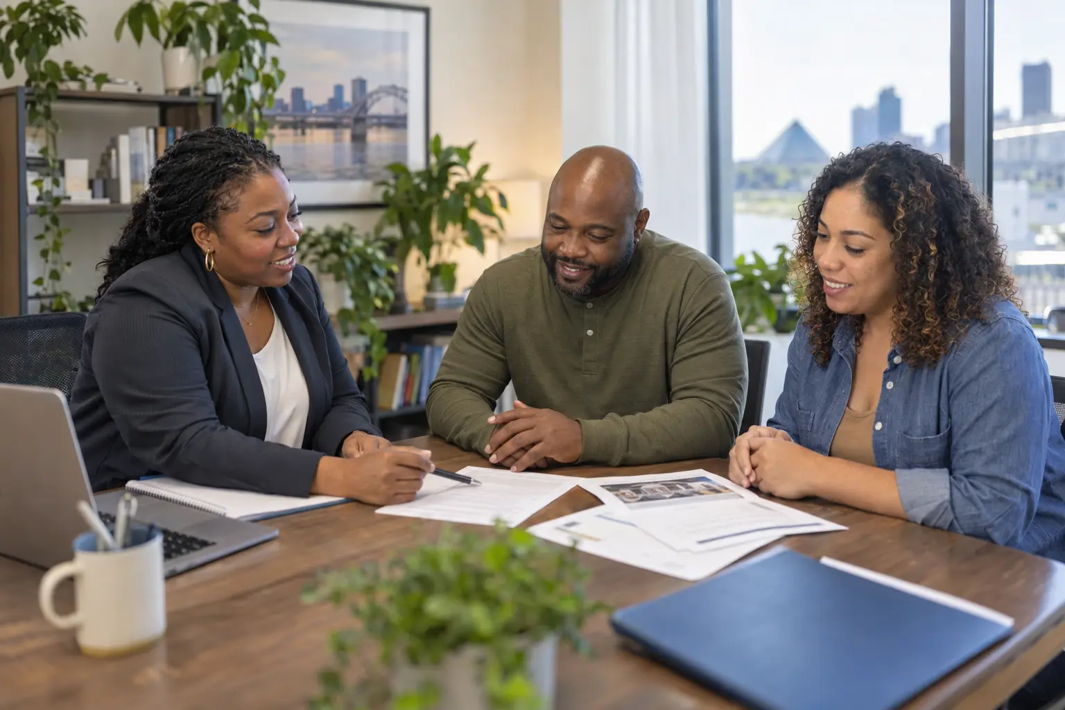 Concept image of a housing counselor reviewing a homeownership plan with Memphis-area participants